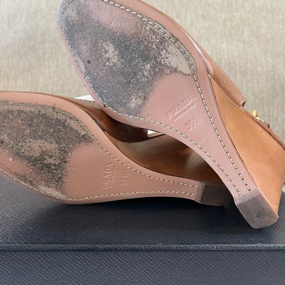 Prada Palissandro Vit Shine Leather Wedge - Picture 3 of 5